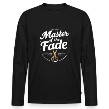 Barber Shop Vibes and Classic Haircuts for - Men's Premium Organic Long Sleeve Shirt - black - Front - Nico (187cm)