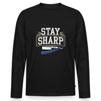 Barber Shop Vibes and Classic Haircuts for - Men's Premium Organic Long Sleeve Shirt - black - Front - Nico (187cm)