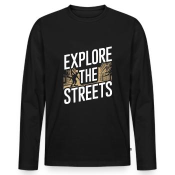 Skater Life: Downhill Longboarding Und Street - Männer Premium Bio Langarmshirt - Schwarz - Vorne - Nico (187cm)