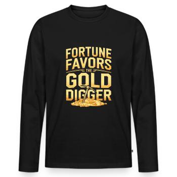 Gold Rush Adventure Gold Prospector Treasure Hunt - Men's Premium Organic Long Sleeve Shirt - black - Front - Nico (187cm)