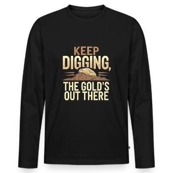 Gold Rush Adventure Gold Prospector Treasure Hunt - Men's Premium Organic Long Sleeve Shirt - black - Front - Nico (187cm)
