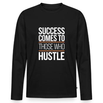 Agitation entrepreneuriale et bourreau de travail en affaires - T-shirt manches longues Premium bio Homme - noir - Devant - Nico (187cm)
