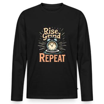 Agitation entrepreneuriale et bourreau de travail en affaires - T-shirt manches longues Premium bio Homme - noir - Devant - Nico (187cm)