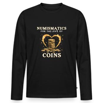Coin Collector Coin Collection Numismatic History - Männer Premium Bio Langarmshirt - Schwarz - Vorne - Nico (187cm)