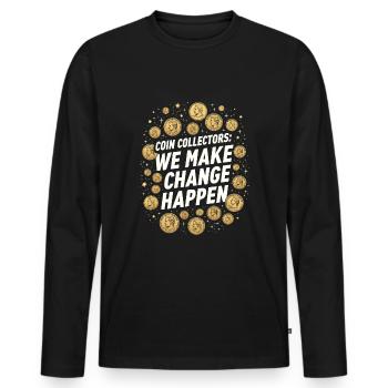 Coin Collector Coin Collection Numismatic History - Männer Premium Bio Langarmshirt - Schwarz - Vorne - Nico (187cm)