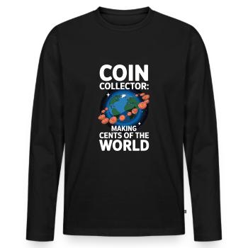 Coin Collector Coin Collection Numismatic History - Männer Premium Bio Langarmshirt - Schwarz - Vorne - Nico (187cm)