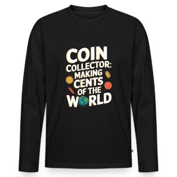 Coin Collector Coin Collection Numismatic History - Männer Premium Bio Langarmshirt - Schwarz - Vorne - Nico (187cm)