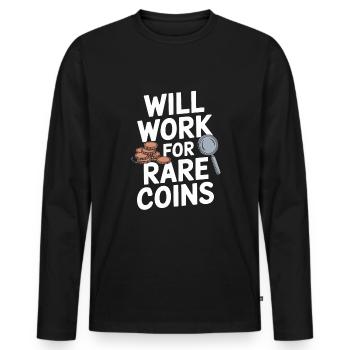 Coin Collector Coin Collection Numismatic History - Männer Premium Bio Langarmshirt - Schwarz - Vorne - Nico (187cm)