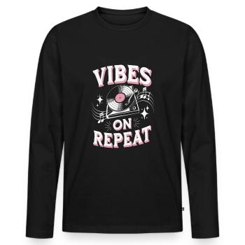 Chill Vibes Amateur de musique décontractée Relaxante - T-shirt manches longues Premium bio Homme - noir - Devant - Nico (187cm)