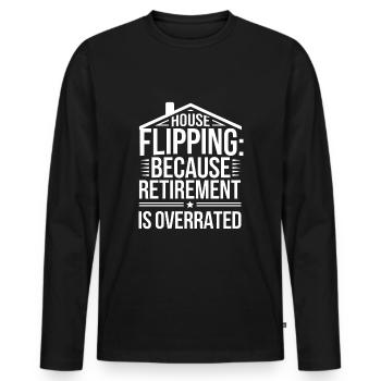 Immobilier Investir Succès Immobilier - T-shirt manches longues Premium bio Homme - noir - Devant - Nico (187cm)