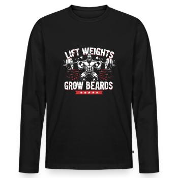 Beard Gains Fitness Enthusiast With Beard and - Men's Premium Organic Long Sleeve Shirt - black - Front - Nico (187cm)