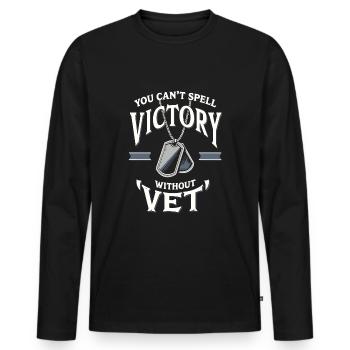Honor Veterans Day with Patriotism and Military - Männer Premium Bio Langarmshirt - Schwarz - Vorne - Nico (187cm)