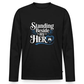 Honor Veterans Day with Patriotism and Military - Männer Premium Bio Langarmshirt - Schwarz - Vorne - Nico (187cm)