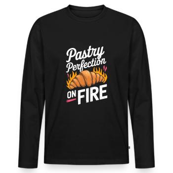 Passionné de pâtisserie Pâtisserie Maison - T-shirt manches longues Premium bio Homme - noir - Devant - Nico (187cm)
