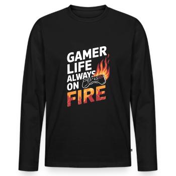 La vie de jeu pour les amateurs de jeux et le rétro - T-shirt manches longues Premium bio Homme - noir - Devant - Nico (187cm)