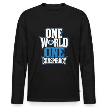 Conspiration mondiale du Nouvel Ordre Mondial - T-shirt manches longues Premium bio Homme - noir - Devant - Nico (187cm)