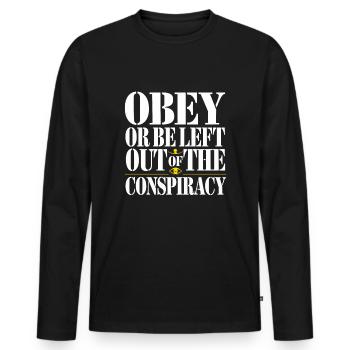Conspiration mondiale du Nouvel Ordre Mondial - T-shirt manches longues Premium bio Homme - noir - Devant - Nico (187cm)