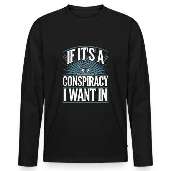 Conspiration mondiale du Nouvel Ordre Mondial - T-shirt manches longues Premium bio Homme - noir - Devant - Nico (187cm)