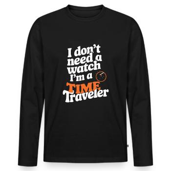 Time travel sci-fi enthusiast and time machine - Men's Premium Organic Long Sleeve Shirt - black - Front - Nico (187cm)