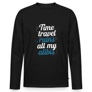 Time travel sci-fi enthusiast and time machine - Men's Premium Organic Long Sleeve Shirt - black - Front - Nico (187cm)