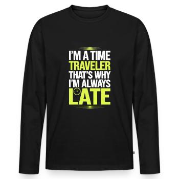 Time travel sci-fi enthusiast and time machine - Men's Premium Organic Long Sleeve Shirt - black - Front - Nico (187cm)