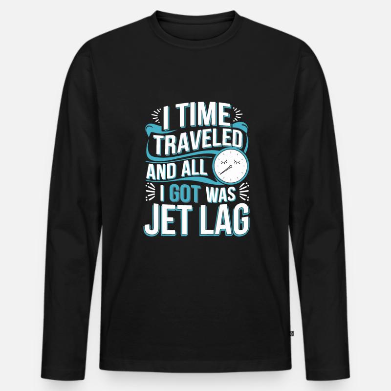 Zeitreise-sci-fi-enthusiast Und Zeitmaschine - Männer Premium Bio Langarmshirt - Schwarz