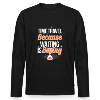 Time travel sci-fi enthusiast and time machine - Men's Premium Organic Long Sleeve Shirt - black - Front - Nico (187cm)