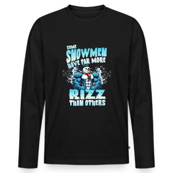 Snowmen with more Rizz Culture Christmas magic - Men's Premium Organic Long Sleeve Shirt - black - Front - Nico (187cm)