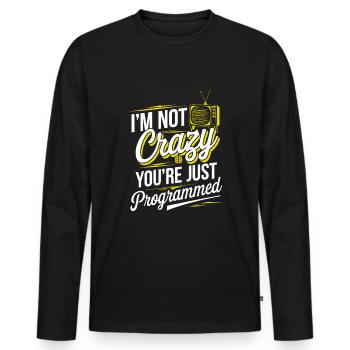 Conspiration de contrôle mental Mk-Ultra et gouvernement - T-shirt manches longues Premium bio Homme - noir - Devant - Nico (187cm)