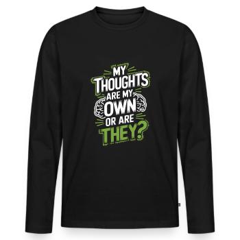 Conspiration de contrôle mental Mk-Ultra et gouvernement - T-shirt manches longues Premium bio Homme - noir - Devant - Nico (187cm)