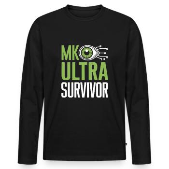 Conspiration de contrôle mental Mk-Ultra et gouvernement - T-shirt manches longues Premium bio Homme - noir - Devant - Nico (187cm)