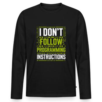 Conspiration de contrôle mental Mk-Ultra et gouvernement - T-shirt manches longues Premium bio Homme - noir - Devant - Nico (187cm)