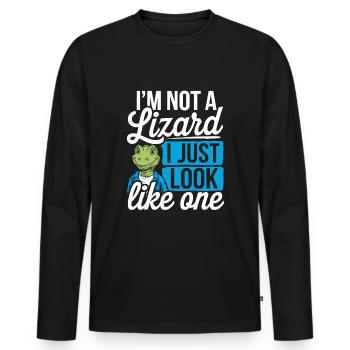 Lézard Peuple Reptile Conspiration Et Secret - T-shirt manches longues Premium bio Homme - noir - Devant - Nico (187cm)