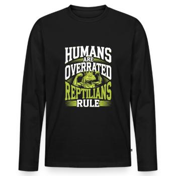 Lézard Peuple Reptile Conspiration Et Secret - T-shirt manches longues Premium bio Homme - noir - Devant - Nico (187cm)