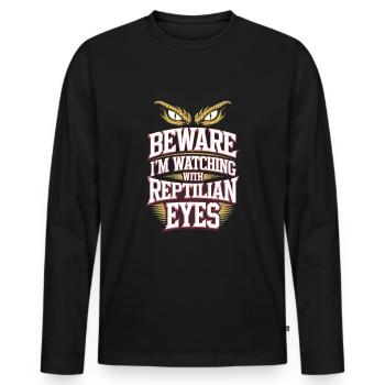 Lézard Peuple Reptile Conspiration Et Secret - T-shirt manches longues Premium bio Homme - noir - Devant - Nico (187cm)