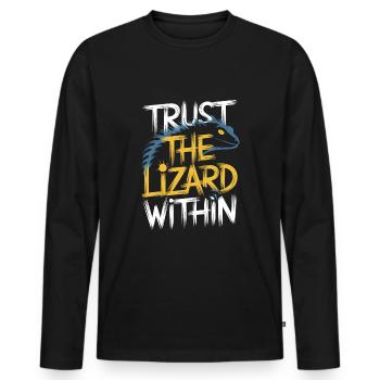 Lézard Peuple Reptile Conspiration Et Secret - T-shirt manches longues Premium bio Homme - noir - Devant - Nico (187cm)