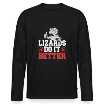 Lizard People Reptile Conspiracy And Secret - Men's Premium Organic Long Sleeve Shirt - black - Front - Nico (187cm)