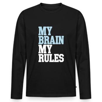 Conspiration de contrôle mental Mk-Ultra et gouvernement - T-shirt manches longues Premium bio Homme - noir - Devant - Nico (187cm)