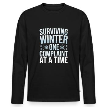 Hiver--froid-plaintes - T-shirt manches longues Premium bio Homme - noir - Devant - Nico (187cm)