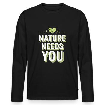 Optimisme climatique, Jour de la Terre, Durabilité - T-shirt manches longues Premium bio Homme - noir - Devant - Nico (187cm)