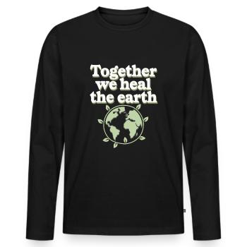 Optimisme climatique, Jour de la Terre, Durabilité - T-shirt manches longues Premium bio Homme - noir - Devant - Nico (187cm)