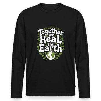 Optimisme climatique, Jour de la Terre, Durabilité - T-shirt manches longues Premium bio Homme - noir - Devant - Nico (187cm)