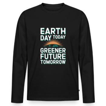 Optimisme climatique, Jour de la Terre, Durabilité - T-shirt manches longues Premium bio Homme - noir - Devant - Nico (187cm)