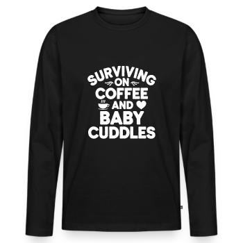 Elternschafts-humor Neue Väter Haben Zum Ersten - Männer Premium Bio Langarmshirt - Schwarz - Vorne - Nico (187cm)