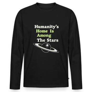 Exploration spatiale Découverte cosmique - T-shirt manches longues Premium bio Homme - noir - Devant - Nico (187cm)