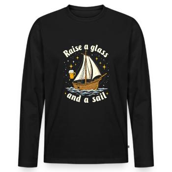 Sailors Sea Shanty Singing Ship Adventures - Men's Premium Organic Long Sleeve Shirt - black - Front - Nico (187cm)