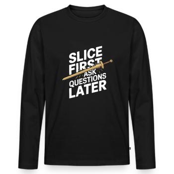 Épéiste de la Renaissance Hema Historique - T-shirt manches longues Premium bio Homme - noir - Devant - Nico (187cm)