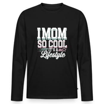 « maman cool », une parentalité amusante et attachante - T-shirt manches longues Premium bio Homme - noir - Devant - Nico (187cm)