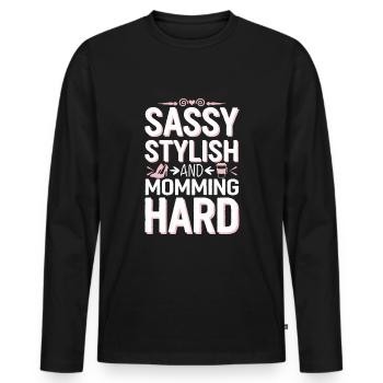 « maman cool », une parentalité amusante et attachante - T-shirt manches longues Premium bio Homme - noir - Devant - Nico (187cm)