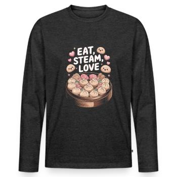 Les amateurs de dim-sum de la cuisine chinoise et des quenelles - T-shirt manches longues Premium bio Homme - anthracite chiné - Devant - Nico (187cm)